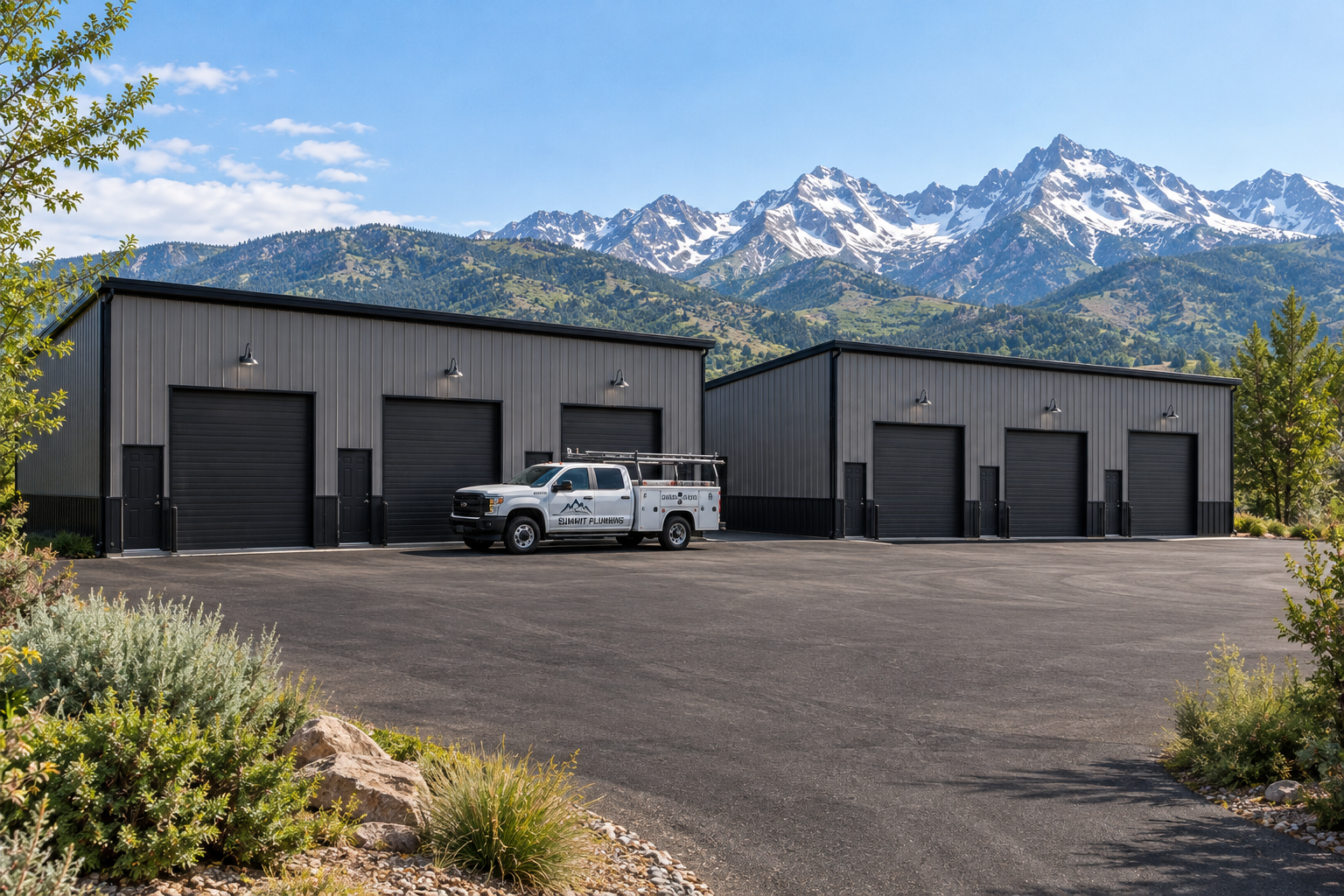 Steel flex building with warehouse space